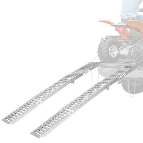 Garvee 6 ft Folding Loading Ramps (2-Pack) - 1000 Lb Capacity Heavy Duty Steel Tri-Fold Ramps for ATV, Dirt Bike, Motorcycle, Pickup Trucks, E-Bikes, 9 in Wide Anti-Slip Surface, Silver