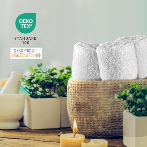 Sweet Needle Set of 6 Towels - 2 Bath Towels, 2 Hand Towels and 2 Washcloths Cotton Daily Use, Hotel Quality, Soft, Highly Absorbent, Quick Dry, Lightweight (White)