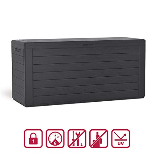 Kreher Kompakte Kissenbox/Aufbewahrungsbox in Anthrazit mit 280 Liter Nutzvolumen. Robust, abwaschbar und einfach im Aufbau! – Bild 3