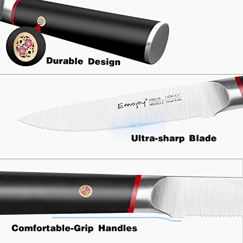 Emojoy Steak Knife Set, Serrated Steak Knives Set Of 6, German