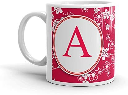 Amour Gifts Designer Alphabet A White Printed Ceramic Mug (330 ml) |Coffee Mugs | Alphabet Mug | Best Gift for Birthday |Best Birthday Gift for Friends | Gifts for Boyfriend |Gifts for Brother