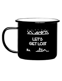Taza de café esmaltada con diseño geométrico único