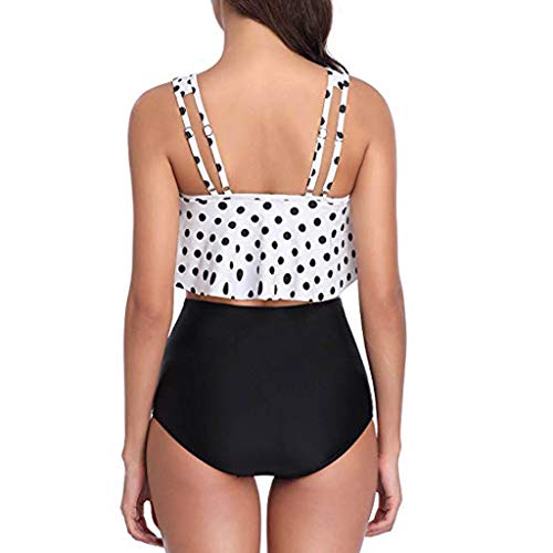 POPNINGKS Women Plus Size Swimsuit Summer High Waisted Girls Sexy Bikinis Backless 2PCS Tankini Swinwear Bathing Suits 2019 (White, S) - Thumbnail 3