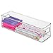 mDesign Stackable Plastic Storage Bin Container, Desk and Drawer Organizer Tote with Handles for Storing Gel Pens, Erasers, Tape, Pens, Pencils, Highlighters, Markers - 14.5