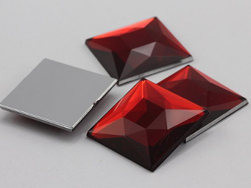 Allstarco24mm Flat Back Acrylic Square Gems Rhinestones Cosplay Costume Embelishments - 14 Pieces (Red Ruby Garnet A28)