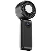 Portable Handheld Fan, 3 IN 1 Rechargeable Personal Fan with 5 Speed Wind, 4000mAh Battery, Digital Display, 90° Foldable Rapid Cooling Small Fan Desk Fan for Travel, Camping, Outdoor Sports