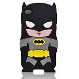 Oneshow Justice League Series 3D Black Cool Batman Hero Silicone Case Cover Design Compatible for Apple Ipod Touch 4 4g 4th Generation