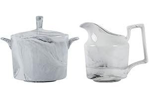 RockTrend Marbling Ceramic Milk Jug Sugar Bowl, Coffee Serving Set, Creamer Pitcher and Sugar Bowl Set