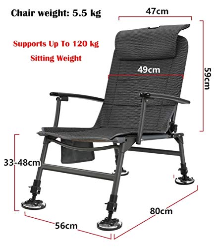 Klappstühle XUEP Tragbarer Angelstuhl Camping Klapp-Sportstuhl Verstellbare Beine Hochleistungs-Camping-Liegestuhl… – Bild 8