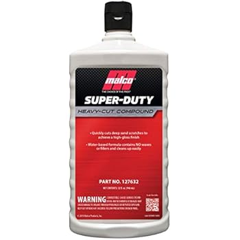 Malco Super Duty Heavy Cut Compound, Professional Cutting, Polishing and Finishing Compound for Auto Paint Correction, Detailing and Buffing, 32 oz. (127632)