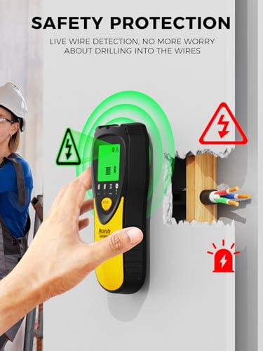 Mecurate 5-in-1 Stud Finder with LCD Display, Wall Scanner for Studs, Metal, AC Wires Detection, Lightweight & Durable, Perfect for Homeowners & DIY Projects (Lemon)