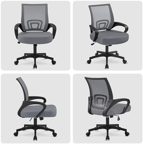 Silla de Oficina Silla Escritorio de Malla Giratoria Gris Oscuro