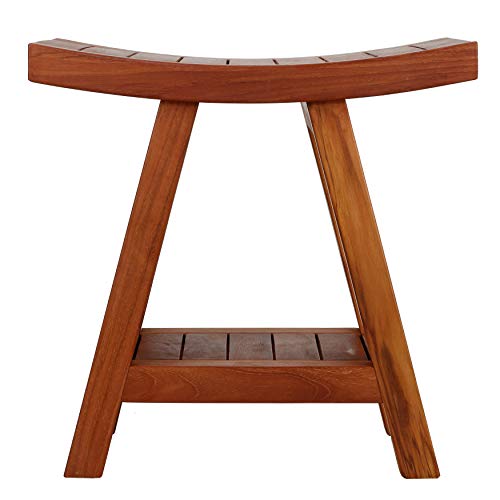 Bare Decor Niles Bench Stool with Shelf in Solid Teak Wood - Thumbnail 2