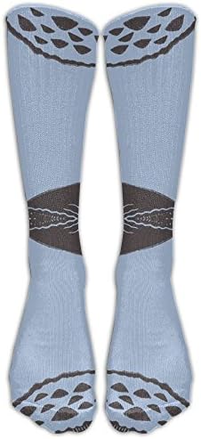 Linocut Brown Blue Nature Lotus Seed Pod Graduated Compression Socks For Women And Men - Best Medical, Nursing, Travel &amp; Flight Socks