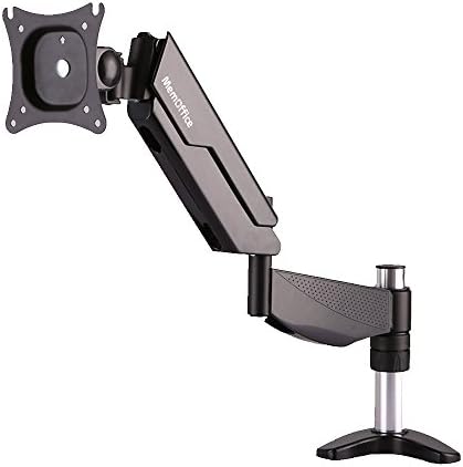 Monitor Mount Arm by MemOffice. Single Arm. Full Motion. VESA Compatible. Adjustable and Portable. 2 Desktop Mount Bases. Fits 13"-30" Screen. Suitable for Office, Home, Studio, Dorms, School. Black