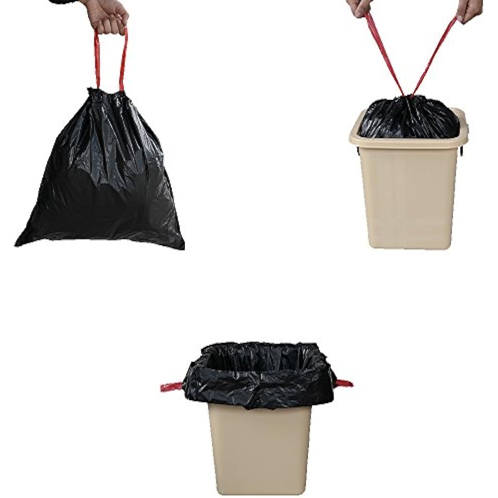 8 Gallon Drawstring Trash Bags, Black, 110 Counts Health " Personal