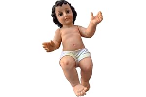 Cannan Baby Jesus 12" Glass Eyes with Eyelashes Movable Hands Nativity Figurine Niño Jesus Manos Movibles con Ojos de Vidrio