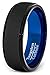 Mens Wedding Band Two Tone Black Blue Tungsten Ring Brushed Center Step Edge 8mm Comfort Fit
