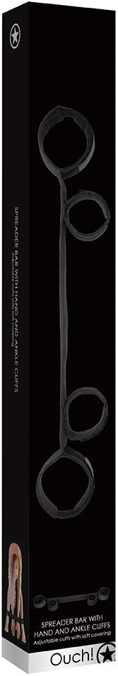 Shots Ouch! OU360BLK Spreader Bar with Hand and Ankle Cuffs - 42.5 cm Bar - Black - Image 4