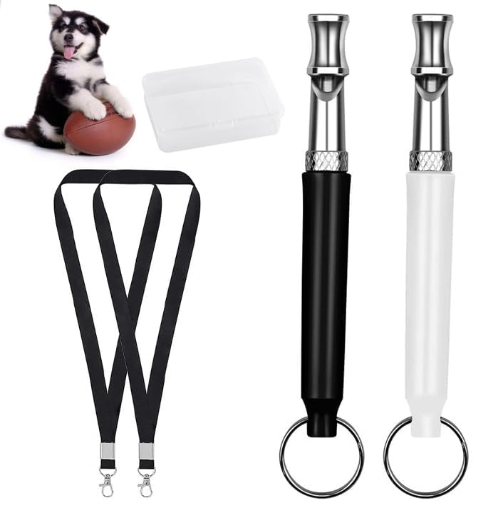 Ceeyoll 2 Pieces Ultrasonic Discs for Dogs Whistle for Dogs Comes with Nylon Lanyard Dog Whistle Anti-Barking Suitable for Dog Training and Prevent Barking