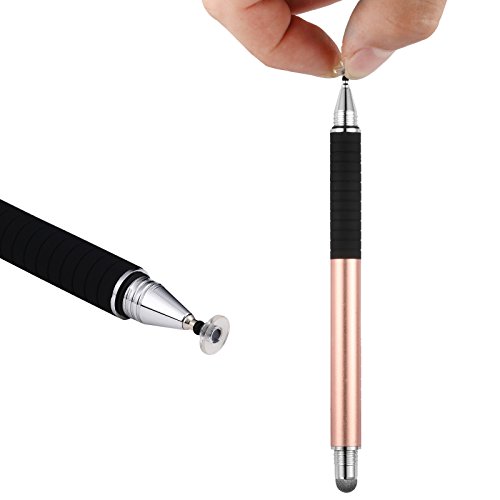 METRO Capacitive Stylus pen,Fiber & Disc 2in1,Fine point stylus tips,Additional 2 Replaceable thin point tips, Portable,Universal for touch screen/tablet/ipad mini/smartphone (Rose Gold)
