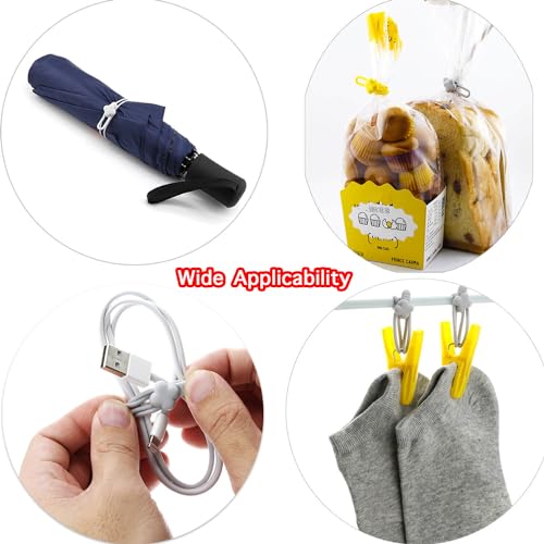 AFunCrafter Silicone Cable Ties - 20 PCS Travel Cord Organizer, Charger Wire Holder Wrap Keeper Electrical Management, Rubber Bands Office Supplies, Reusable Twist Straps for Phone USB