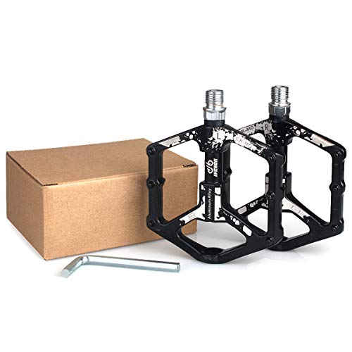 LYCAON Bicycle Pedals Aluminum Alloy Casting Body 2DU Bearing Lightweight Road Mountain Bike Pedals for MTB BMX (Black) - Thumbnail 5