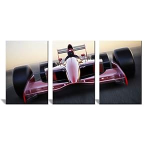 3 Panel Racing Car in Motion at High...