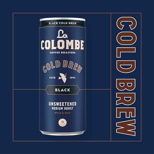 LA COLOMBE COFFEE, COLD BREW BLACK, UNSWEETENED, 11 FL OZ CANS (PACK OF 12), COFFEEHOUSE QUALITY, NATURAL SWEETNESS, SPECIALTY GRADE COFFEE BEANS, READY-TO-DRINK ON-THE-GO