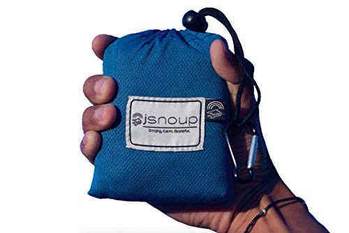 Jsnoup Outdoor Pocket Blanket (63” x 56”) – Lightweight Portable Mat – Beach, Hiking, Camping, Picnic, Travel, Sports, Festival – Includes Corner Sand Pockets with Built In Ground Stakes & Carabiner