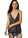 Romwe Women's V Neck Strappy Loose T-Shirt Tank Top Vest Blouses Grey XL