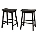 SilkWood Studio Belfast Solid Wood Counter Height Saddle Stool, Set of 2, Black