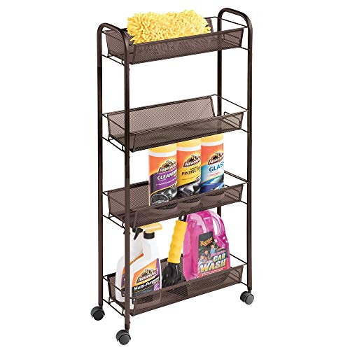 mDesign Portable Rolling Laundry Utility Cart Organizer Trolley with