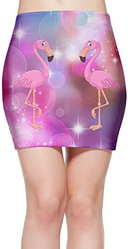 HUANGANGEL Pink Flamingo Womens Sexy A-Line Mini High Waist Pencil Package Hip Skirts