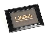 LifeTek Slim Front Pocket Wallet Genuine Leather with Credit Card Holder, Currency Slot and ID Window Minimalist Thin Design Gifts for Men or Women - For Business Travel Weekend Black