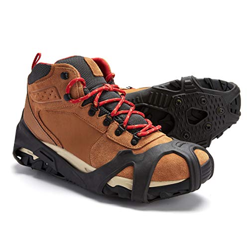 ICETRAX V3 Pro Winter Ice Grips for Shoes and Boots - Ice Cleats for Snow and Ice, StayON Toe, Reflective Heel (V3 HEX, L/XL (Men: 9.5-13 / Women: 11+))