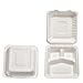 Morex Compostable Clamshell Hinged Food Container, 3 Compartment, 8 in. x 8 in. x 3.19 in, 200 Containers