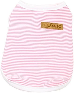 Pet T-shirt, Clearance! Tloowy Cotton Summer Pet Clothes Dog Cat Puppy Striped Vest Shirts Tank Top for Yorkshire Terrier Chihuahua (Pink, M)