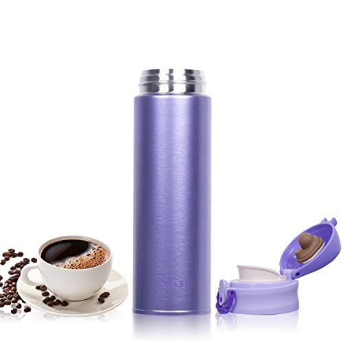 DILLER Vacuum Insulated Water Bottle,Stainless Steel Thermos Coffee Travel Mug BPA-Free Thermos Flask ,Keeps Cold 24H, Hot 12H,17 oz (purple) - Thumbnail 3