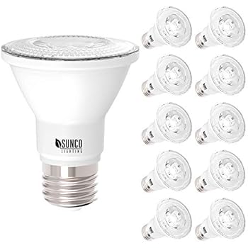 Sunco Lighting 10 Pack PAR20 LED Bulb, 7W=50W, Dimmable, 470 LM, 3000K Warm White, E26 Base, Flood Light for Home or Office Space - UL & Energy Star
