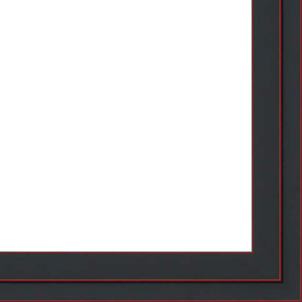 12x16 Black Two-Step Wood Frame w/a Red Accent - 'Pinstripe' Thin - Great for Posters, Photos, Art Prints, Mirror, Chalk Boards, Cork Boards and Marker Boards