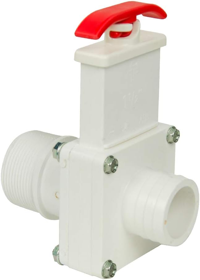 1-1/2inch Pool Hose x MIP White Knife Gate Valve