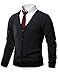 HARRISON83 Mens Slim Fit V-Neck Button Up Cardigan Sweater