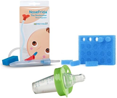 FridaBaby NoseFrida The SnotSucker Nasal Aspirator with 20 Additional Hygiene Filters, 0.8 Ounce & Pacifier Medicine Dispenser