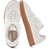 JACKSHIBO Women's Ribbon Lace-Up Fashion Sneakers Arch Support Gum Sole Tennis Walking Shoes with Memory Foam