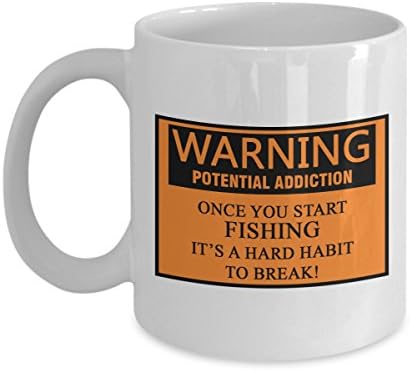 Warning Potential Addiction Once You Start Fishing It's A Hard Habit To Bread! - Mug Fishing Coffee Angling Cup Tea Outdoors Hobbies Novelty Funny Hobby Hobbie Gift Office Cafe Fish Gifts Fisherman