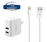 SNX(TM) 3.1 A 15W Dual Port Power Adapter with Certified 10 Feet / 3 Meters 8 Pin USB Charging Cord