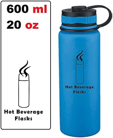 Stainless Steel Water Bottle - Best Vacuum Flask, Double Insulated Flask by Hot Beverage Flasks - Sizes 20 oz / 600 ml, Blue