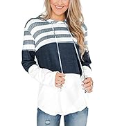 GOLDPKF Striped Color Block Hoodies for Womens Long Sleeve Pullover Sweatshirts