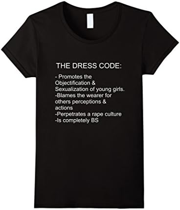 Women's School Dress Code Protest T-Shirt Medium Black